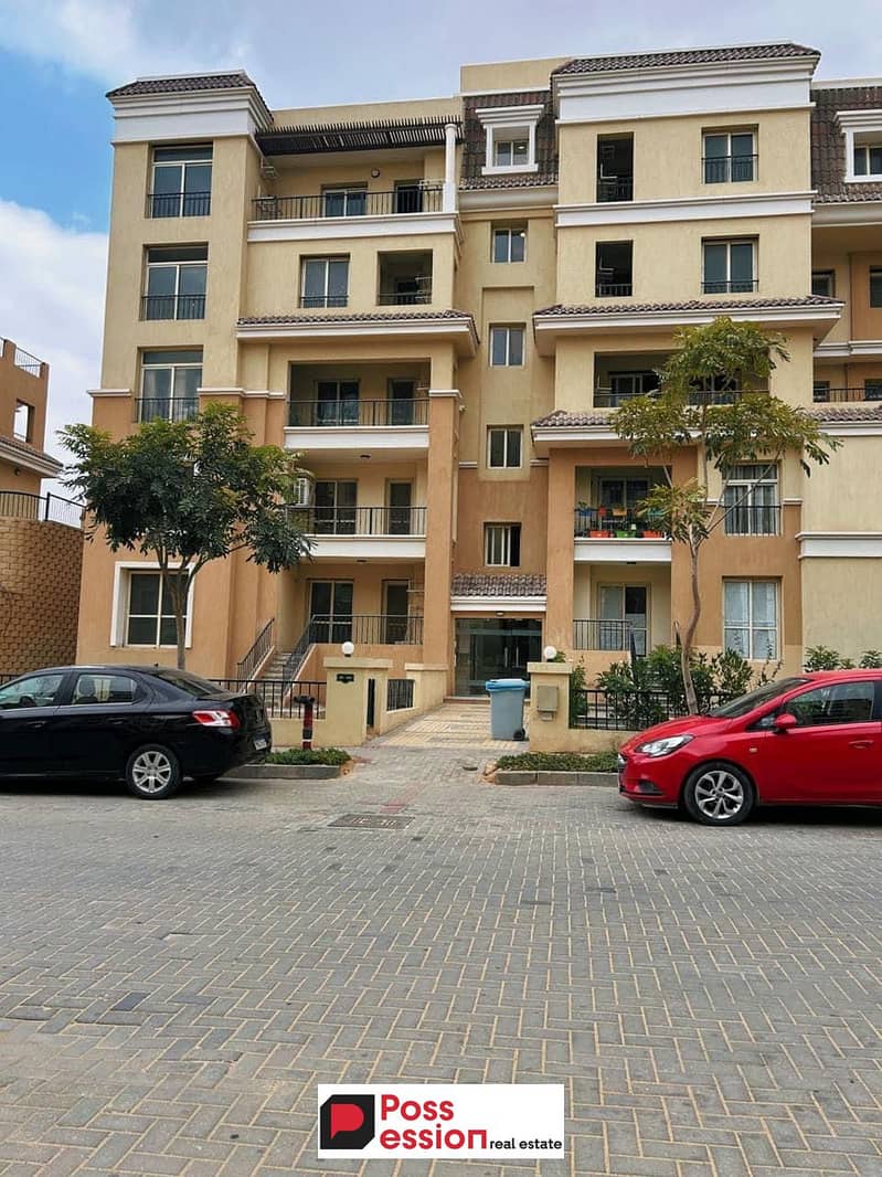 Apartment with landscape view for sale in Sarai Compound with 43% discount in the Fifth Settlement minutes from the AUC Palm Hills and Hyde Park 0