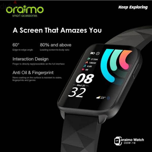 اورايمو ساعة ذكية موديل Oraimo OSW-16 - اسود 2