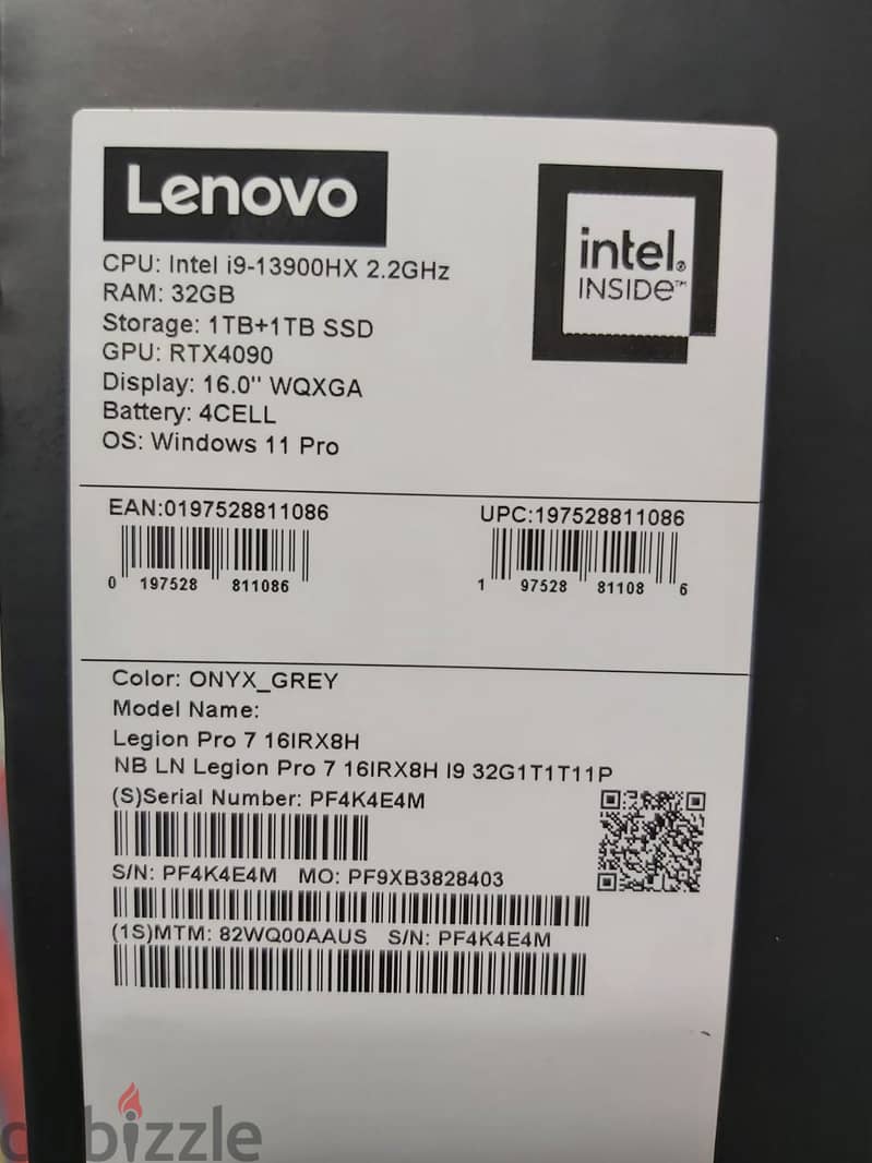 Lenovo Legion 7 pro / i9-13900HX / RTX 4090 / 32GB / 2TB ssd / 240Hz 2