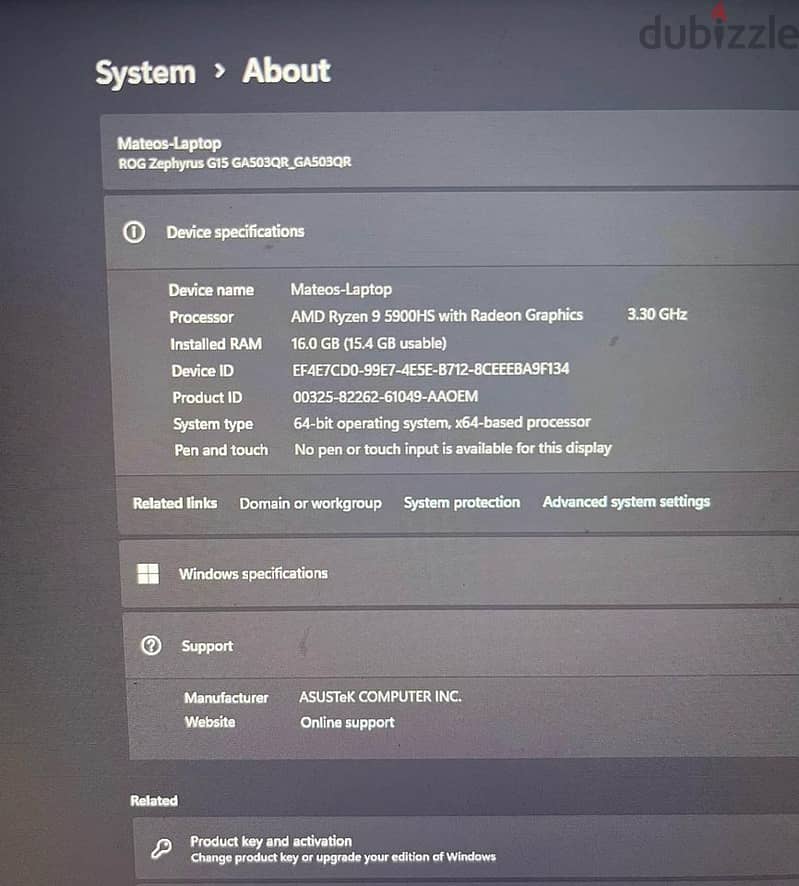 ASUS ROG Zephyrus G15 RTX3070 Ultra Slim Gaming Laptop 5