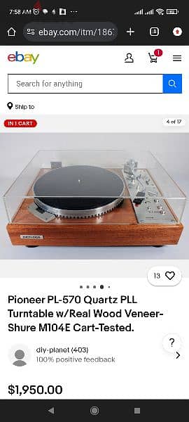 Pioneer PL-570 Quartz PLL Turntable w/Real Wood 4