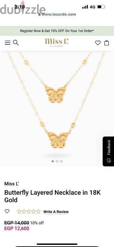 Miss L' Butterfly Layered Necklace in 18K Gold 3