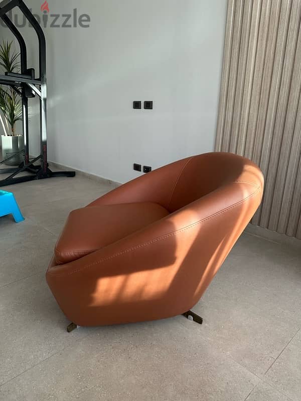 leather dark orange chair 1