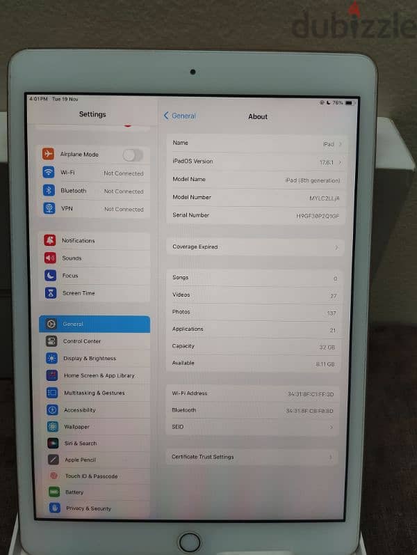 ipad 8th gen      wi-fi        32gb 1