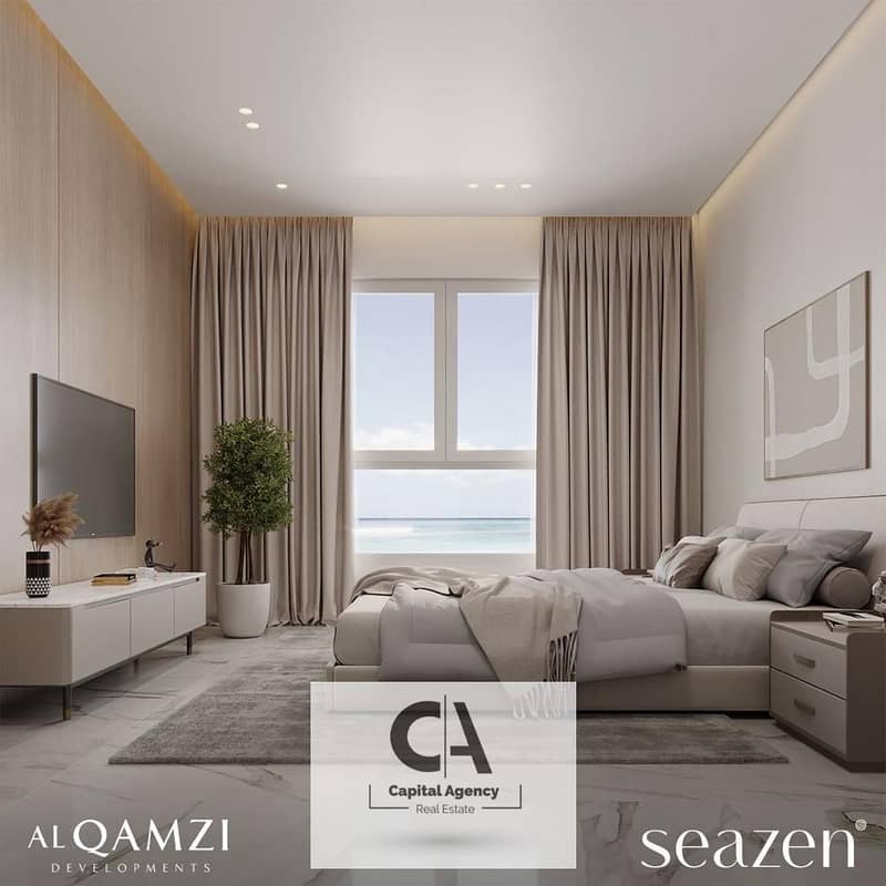 Own a chalet with a 24% discount on cash, fully finished, with kitchen and air conditioners_in the North Coast_Al Qamzi | Seazen 0