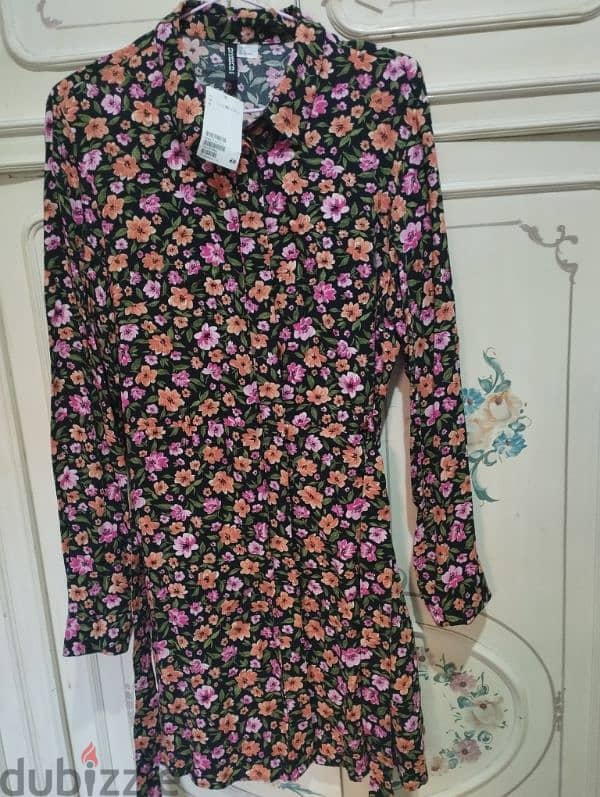 H&M floral shirt dress 0