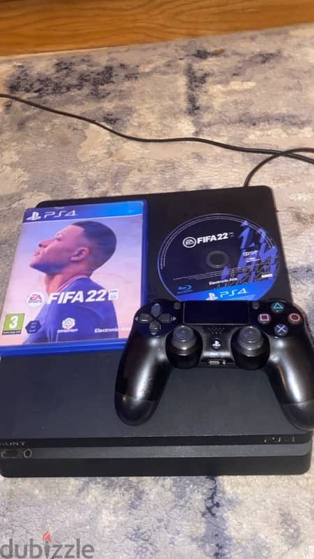 ps4 slim 500 gb + fifa 22 + original controller 0