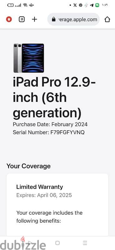 Ipad pro m2 12.9 256 بطارية ١٠٠ ف الضمان 1