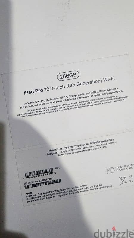 Ipad pro m2 12.9 256 بطارية ١٠٠ ف الضمان 2