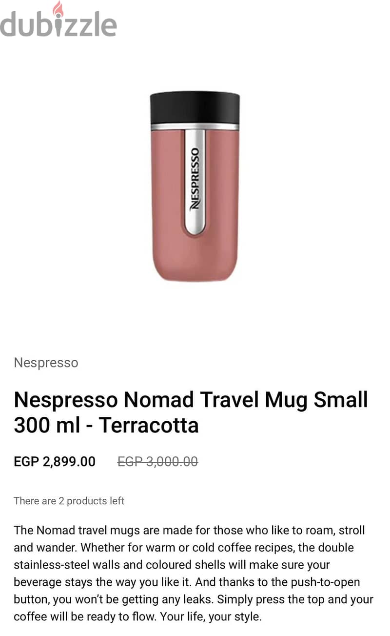 Nespresso Travel Mug Terracotta Thermal Mug Insulated Mug Leak-Proof 7