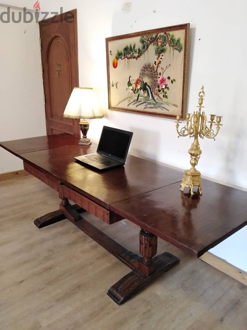 English Gothic oak extendable desk 7