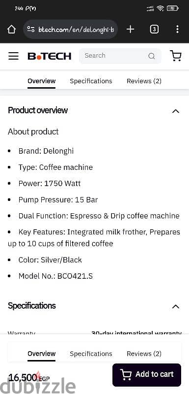 Delonghi Coffee Machine 15 Bar 1750 Watt 2