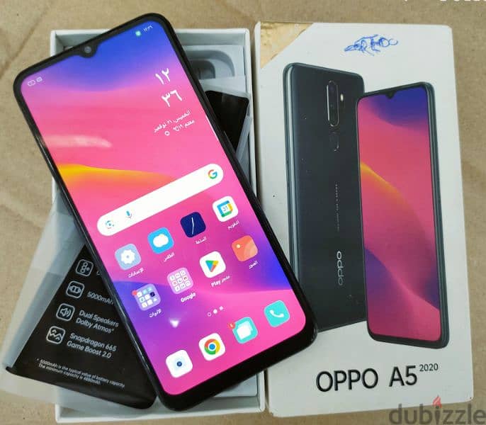 موبايل OPPO a5/2020 شغال بحاله ممتازه جدا جدا معه العلبه فقط 0