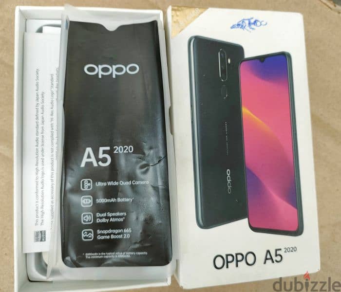 موبايل OPPO a5/2020 شغال بحاله ممتازه جدا جدا معه العلبه فقط 1