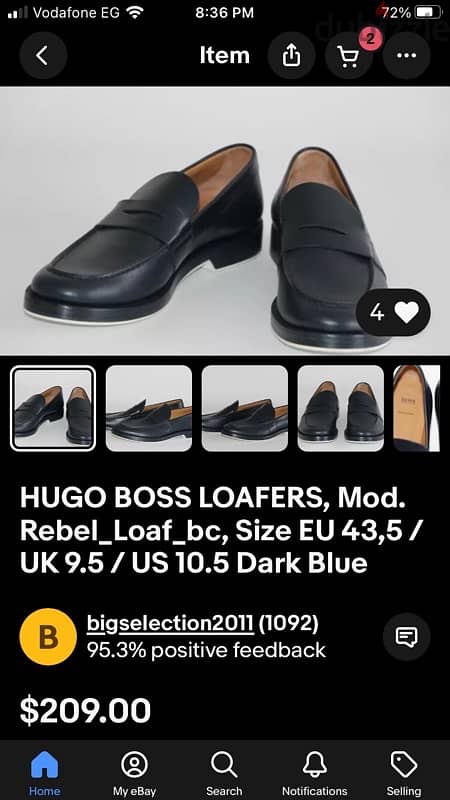 HUGO BOSS LOAFERS, Mod. Rebel_Loaf_bc, Size 8 us Dark Blue 1