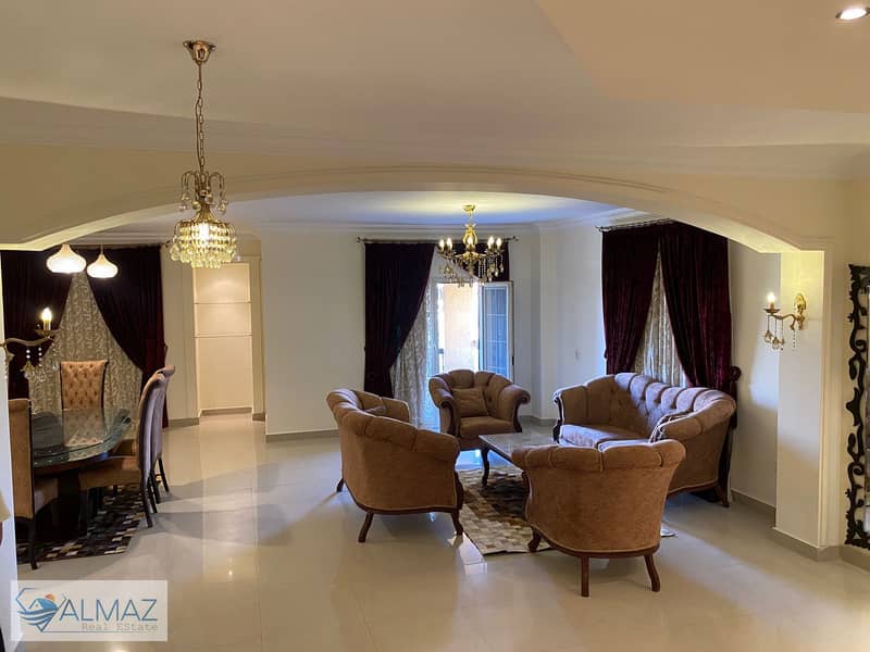 Furnished penthouse for rent in Al Yasmine, 4 villas in the First Settlement 0