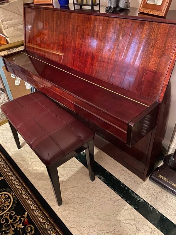 Sagenhaft Polished Cherry Wood Console/Upright Piano with bench 1