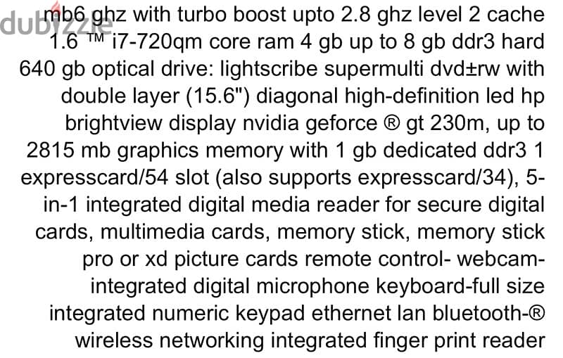 Hp Pavilion dv6-2170ee-COREI7 5