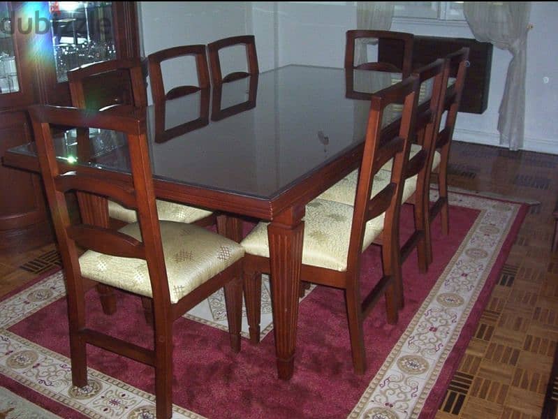 Dining table + 8 chairs خشب زان 0