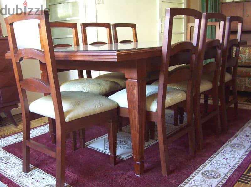 Dining table + 8 chairs خشب زان 3