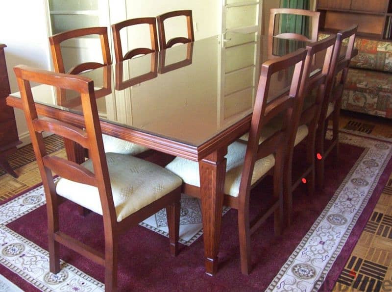 Dining table + 8 chairs خشب زان 4