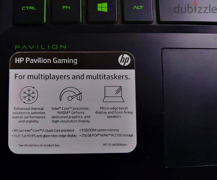 Hp pavilion Gaming Core i5 9th H Ram 8 256 ssd Nividia gtx 1650 3