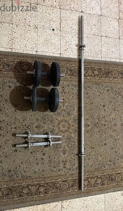 barbell 150 cm with 4 dumbbells and free weights 0