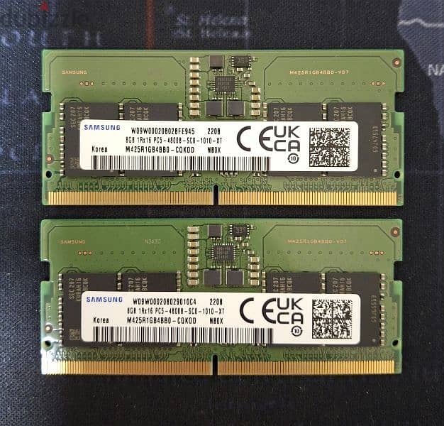 Two SAMSUNG DDR5 LAPTOP RAM 8GB 4800MHZ 0