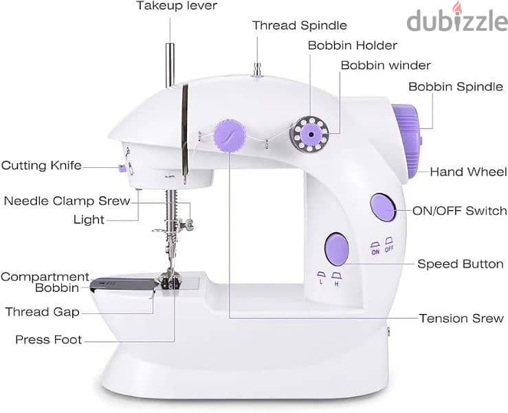 ماكينة خياطة صغيرة  تعمل بالكهرباء او بالبطاريات صغيرة وخفيفة الوزن 2