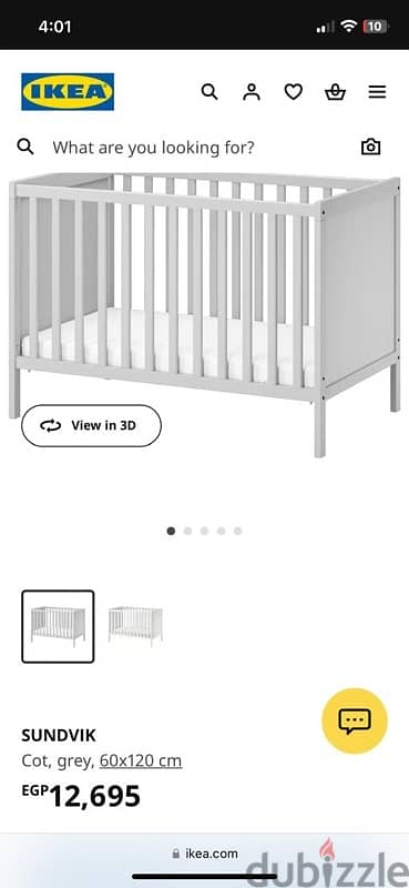 Ikea Baby Crib + Mattress ( Moms Gift )  استخدام بسيط جدا 3