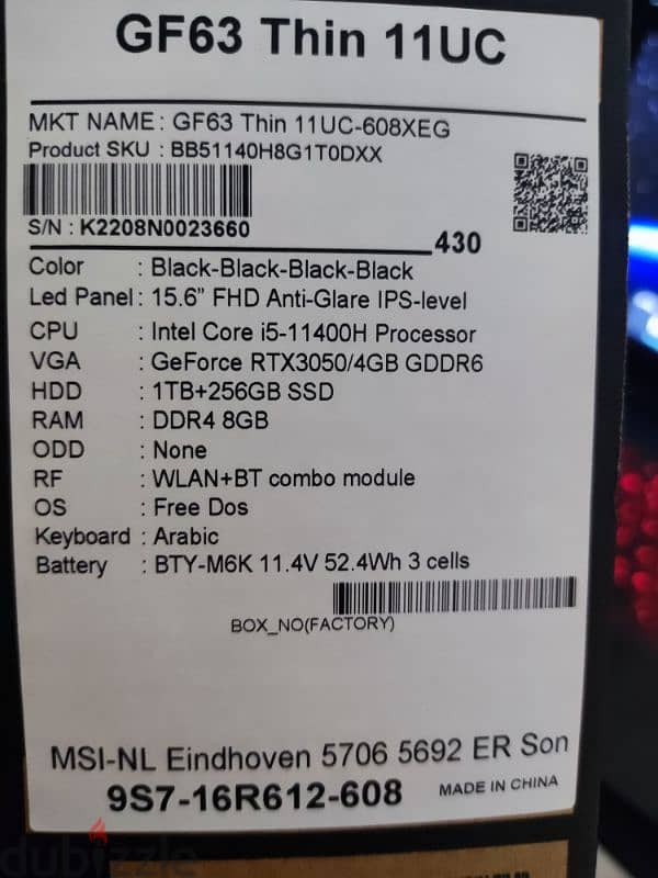 msi gf63 i5 RTX 3050 2