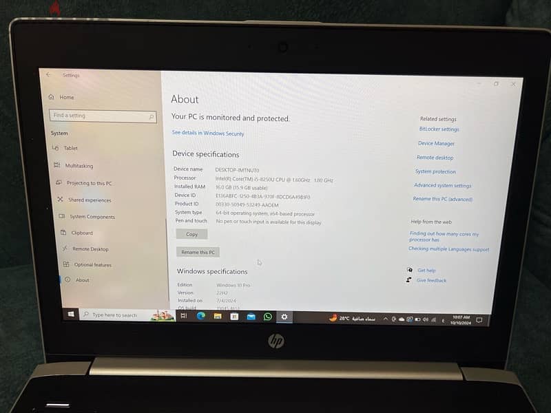 لاب توب HP للبيع بحاله الجديد 6