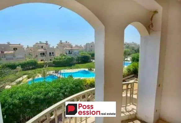 Villa for sale, ready to live in Al-Shorouf, El Patio 5 East Compound, in installments, with a large garden, on an open view 0