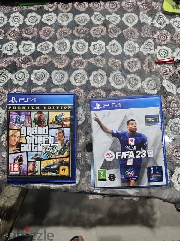 لعبتين  بلاى ستيشن4 , FIFA 23, GTA 5 0