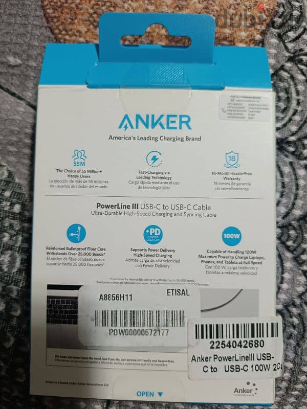 cable type C to type C   Anker   1.8 Meter 1