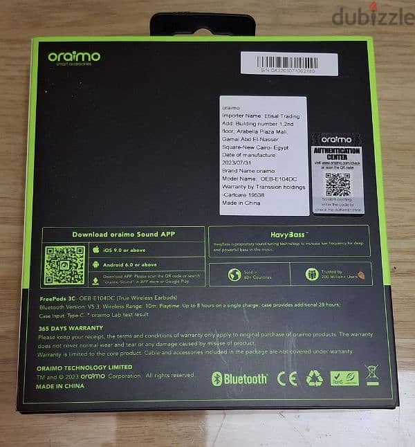 سماعات وايرلس Oraimo free puds 3c بالعلبة 4