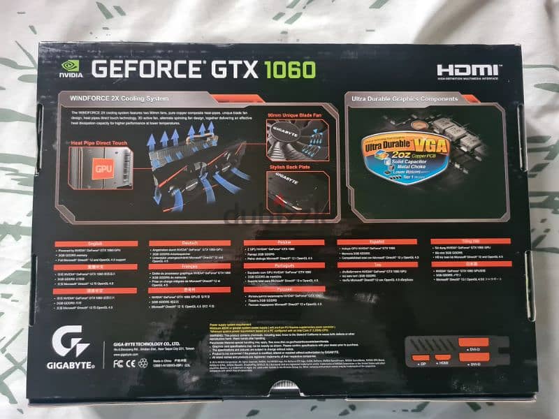 GIGABYTE NVIDEA GeForce GTX 1060 OC 3Gb VRAM 2x Windforce Fans 1