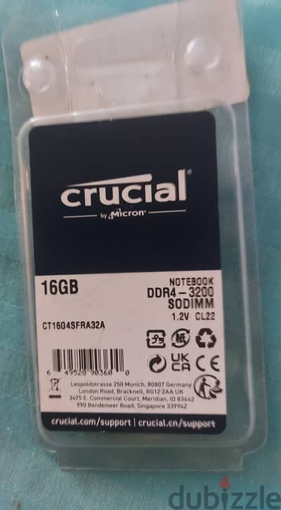 رام جديده للابتوب crucial 16g بسعر لقطه