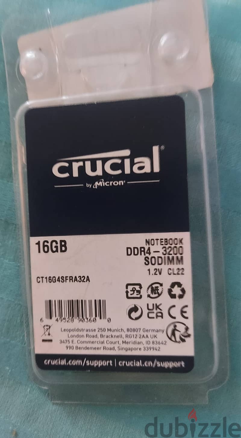 رام جديده للابتوب crucial 16g بسعر لقطه 0