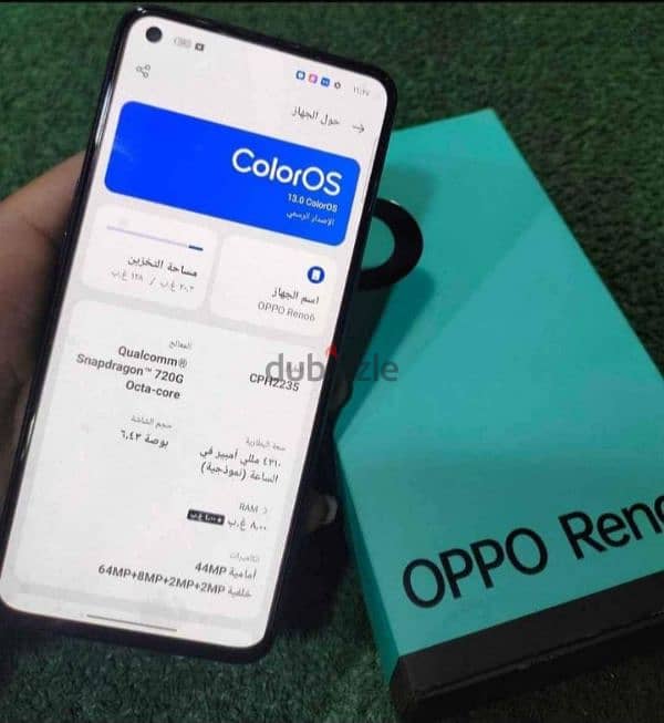 oppo reno 6  128مساحه 8رام كاميرا خلفيه 46 ,8 ,2 ,2 كاميرا اماميه 44 1