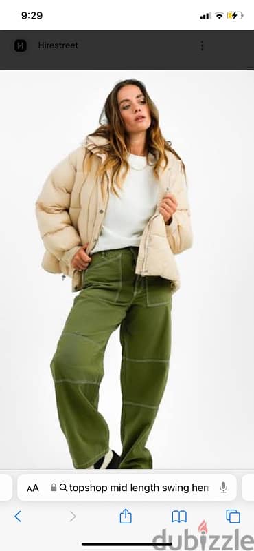 TopShop mid length swing hem hooded puffer jacket in stone 2