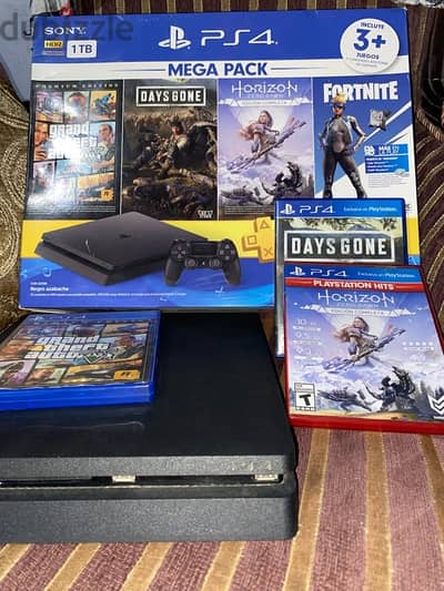 ps4 slim 1 tera with two games