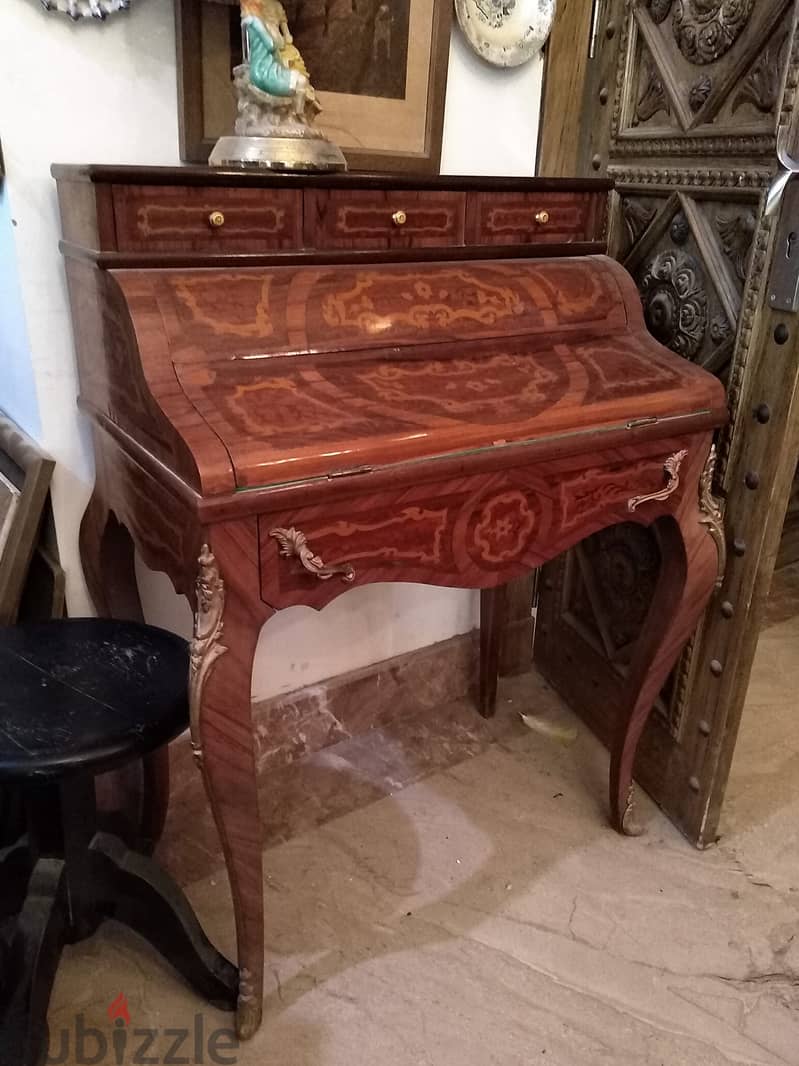 Empire style roll top desk with marquetry 1