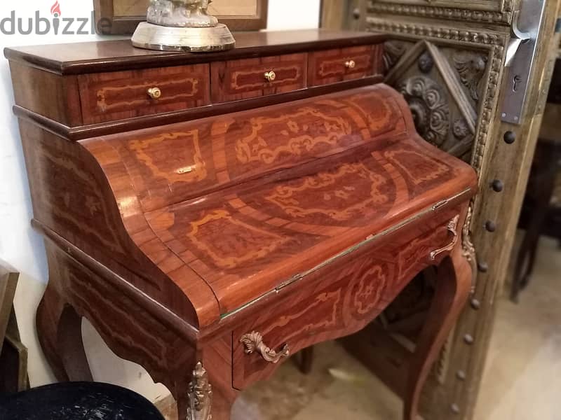 Empire style roll top desk with marquetry 3