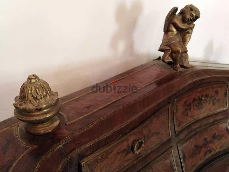 secretary desk decorated with Brass, Bronze and Marquetery 3