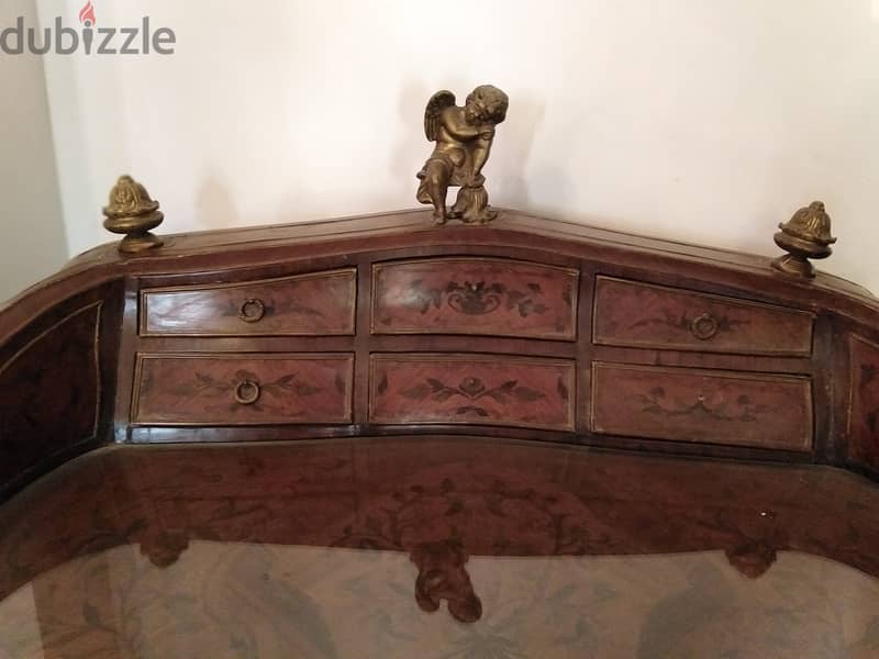 secretary desk decorated with Brass, Bronze and Marquetery 7