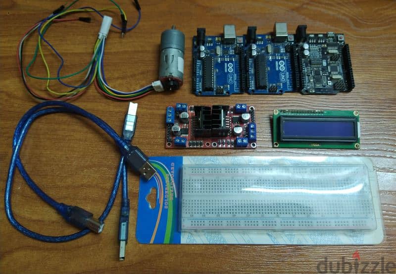 DC Motor with Encoder- Motor Driver- Arduino- LCD- Breadboard 0