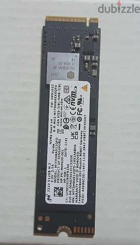 هارد Nvme m. 2 512 gb Micron هيلث 87 % 0