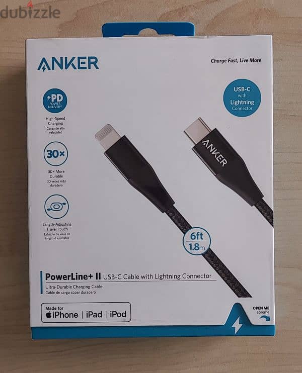 Anker USB-C to Lightning Cable 6ft 0