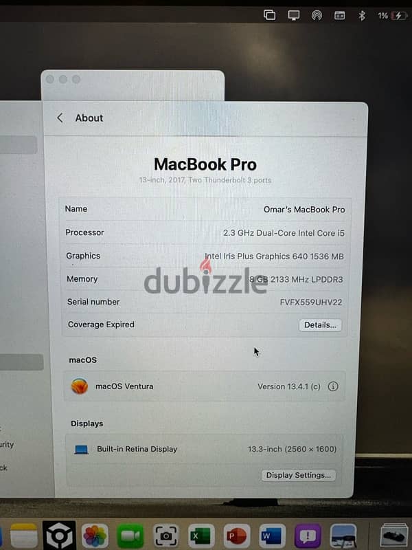 Apple macbook pro 13’inch 2017 9